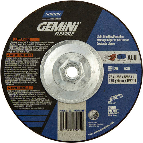 ‎7″ × 1/8″ × 5/8″-11 Charger Non-Woven Depressed Center Wheel Type 29 36 Grit - Exact Tool & Supply