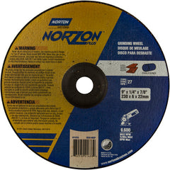 9″ × 1/4″ × 7/8″ NorZon Plus Non-Woven Depressed Center Wheel Type 27 - Exact Tool & Supply