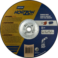 9″ × 1/4″ × 5/8″ NorZon Plus Non-Woven Depressed Center Wheel Type 27 - Exact Tool & Supply