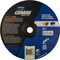 9″ × 1/4″ × 7/8″ Gemini Non-Woven Depressed Center Wheel Type 27 24 Grit Aluminum Oxide - Exact Tool & Supply