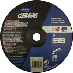 9″ × 1/4″ × 7/8″ Gemini Non-Woven Depressed Center Wheel Type 28 Saucer Aluminum Oxide - Exact Tool & Supply
