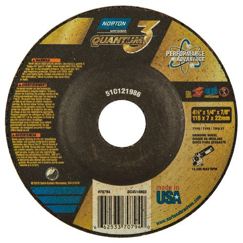 ‎4-1/2″ × 1/4″ × 7/8″ - T27 - Quantum 3 Depressed Center Wheel - Exact Tool & Supply