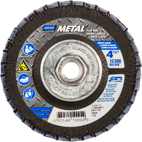 ‎4-1/2 × 5/8 - 11″ Metal Fiberglass Conical Flap Disc Type 29 P40 Grit R828 Zirconia Alumina - Exact Tool & Supply
