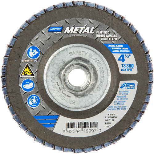 ‎4-1/2 × 5/8 - 11″ Metal Fiberglass Conical Flap Disc Type 29 80 Grit R828T Zirconia Alumina - Exact Tool & Supply
