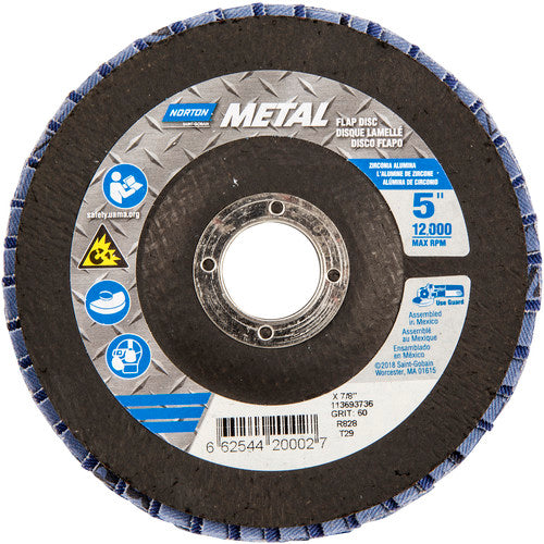 5″ × 1/4″ × 7/8″ Metal Flap Disc Type 29 Conical 60 Grit Zirconia Alumina - Exact Tool & Supply