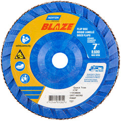 7 × 7/8″ Blaze Plastic Flat Flap Disc Type 27 60 Grit R980P Premium Ceramic Alumina - Exact Tool & Supply