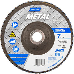 7″ × 1/4″ × 7/8″ Metal Flap Disc Type 27 Flat 80 Grit Zirconia Alumina - Exact Tool & Supply