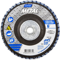 6″ × 1/4″ × 5/8″ Metal Flap Disc Type 27 Flat 60 Grit Zirconia Alumina - Exact Tool & Supply