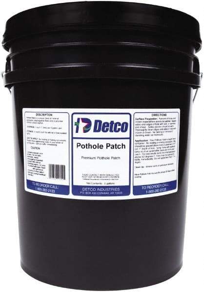 Detco - 5 Gal Pothole Patch - Black, 5 Sq Ft Coverage - Exact Tool & Supply