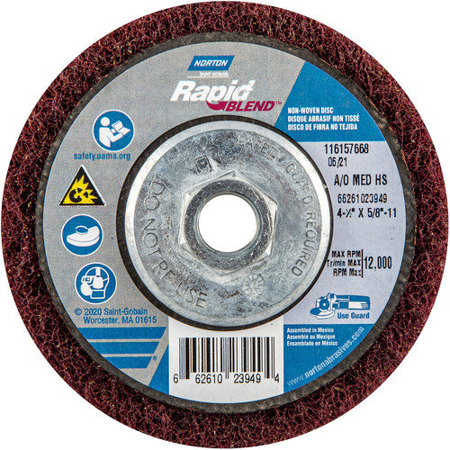 ‎4-1/2″ × 5/8″-11 Rapid Prep Depressed Center Finishing Wheel 150-180 Grit Aluminum Oxide - Exact Tool & Supply
