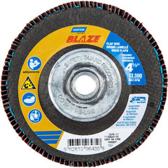 ‎4-1/2 × 5/8 - 11″ Blaze Fiberglass HD Flat Flap Disc Type 27 60 Grit R980P Premium Ceramic Alumina - Exact Tool & Supply