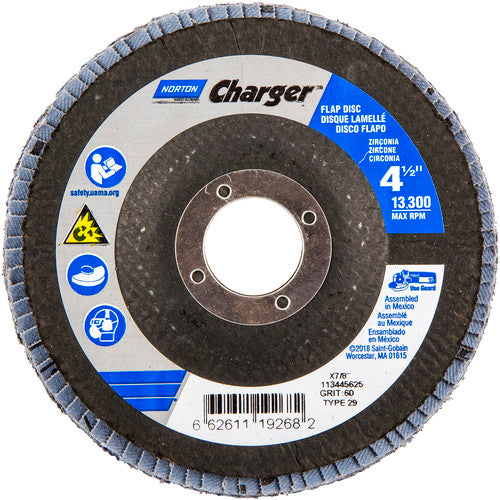 ‎4-1/2″ × 1/4″ × 7/8″ Charger R822 Flap Disc Type 29 Conical 60 Grit - Exact Tool & Supply