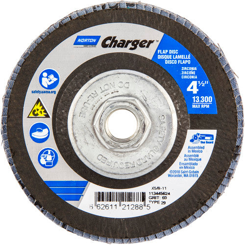 ‎4-1/2″ × 1/4″ × 5/8″ Charger R822 Flap Disc Type 29 Conical 60 Grit - Exact Tool & Supply