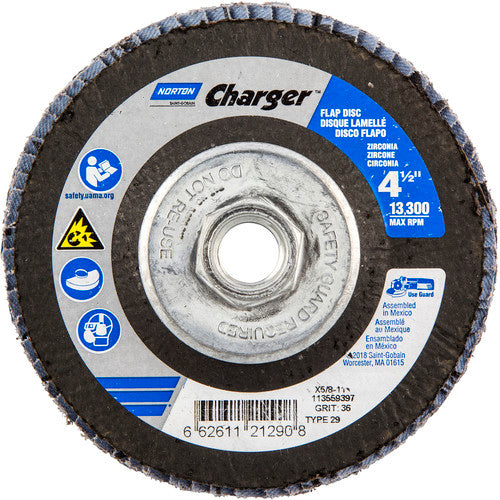 ‎4-1/2″ × 1/4″ × 5/8″ Charger R822 Flap Disc Type 29 Conical 36 Grit - Exact Tool & Supply