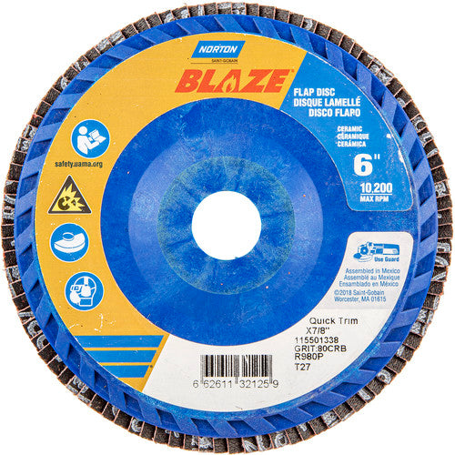6″ × 7/8″ 40 Grit Type 27 Blaze Flap Disc - Exact Tool & Supply