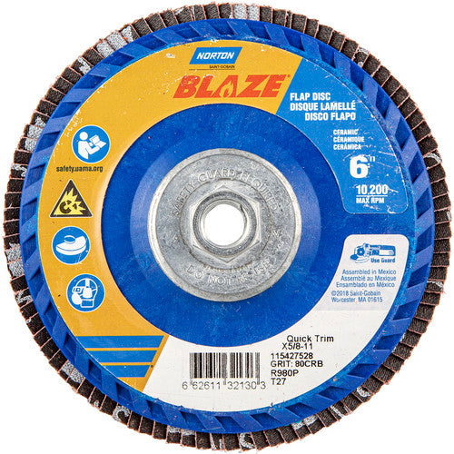 ‎6″ × 5/8″-11 80 Grit Type 27 Blaze Flap Disc - Exact Tool & Supply