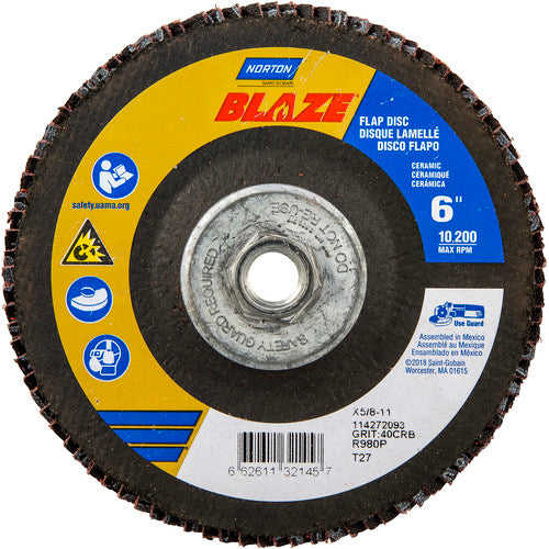 ‎6″ × 5/8″-11 40 Grit Type 27 Blaze Flap Disc - Exact Tool & Supply