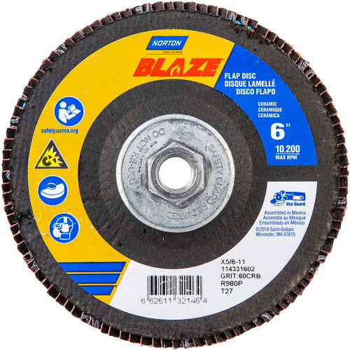 ‎6″ × 5/8″-11 60 Grit Type 27 Blaze Flap Disc - Exact Tool & Supply