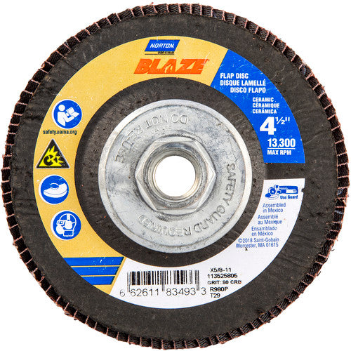 ‎4-1/2″ × 1/4″ × 5/8″ SG Blaze R980P Flap Disc Type 29 Conical 80 Grit - Exact Tool & Supply