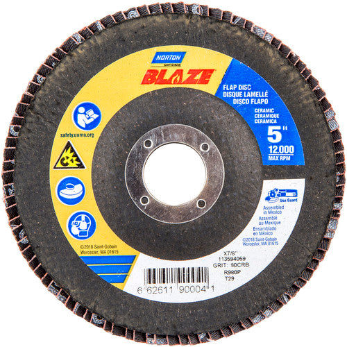 5″ × 1/4″ × 7/8″ SG Blaze R980P Flap Disc Type 29 Conical 80 Grit - Exact Tool & Supply