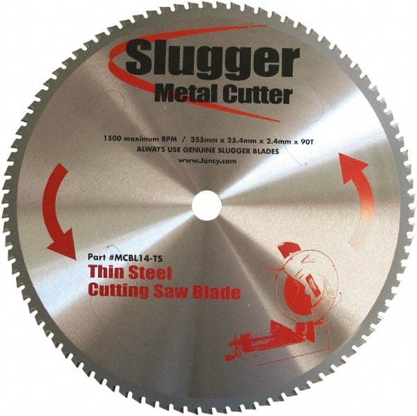 Fein - 14" Diam, 1" Arbor Hole Diam, 90 Tooth Wet & Dry Cut Saw Blade - Carbide-Tipped, Standard Round Arbor - Exact Tool & Supply
