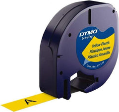 Dymo - 1/2" Wide x 156" Long, Black on Yellow Plastic Label Printer Cartridge - For DYMO Letratag Printers - Exact Tool & Supply