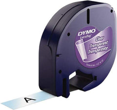 Dymo - 1/2" Wide x 156" Long, Black On Clear Plastic Label Printer Cartridge - For DYMO Letratag Printers - Exact Tool & Supply