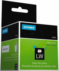 Dymo - 1.8" Wide x 3-3/32" Long, White Video Top Label - For DYMO LabelWriter Printers - Exact Tool & Supply