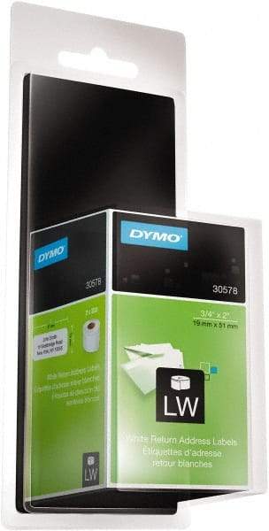 Dymo - 3/4" Wide x 2" Long, White Return Address Label - For DYMO LabelWriter Printers - Exact Tool & Supply