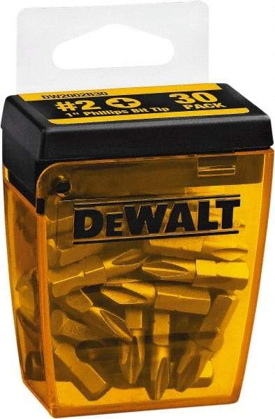 DeWALT - #2, Tip Phillips Screwdriver Bit - 1/4" Drive, 1" OAL - Exact Tool & Supply