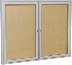 Ghent - 48" Wide x 36" High Enclosed Cork Bulletin Board - Vinyl, Caramel - Exact Tool & Supply
