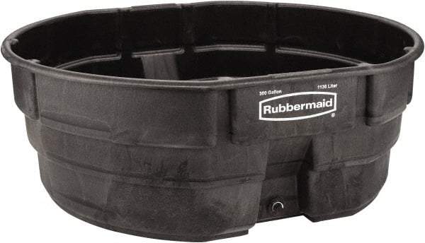 Rubbermaid - 300 Gallon Black Oval Plastic Stock Tank - 25" High x 69" Diam - Exact Tool & Supply