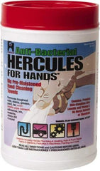 Hercules - Pre-Moistened Hand Cleaning Wipes - Canister, 12" x 10" Sheet Size, White - Exact Tool & Supply