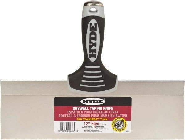 Hyde Tools - 12" Wide Flexible Blade Stainless Steel Joint Knife - Flexible, Plastic Overmold Handle - Exact Tool & Supply