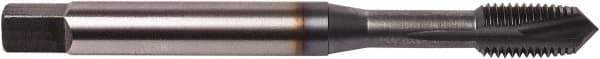 Union Butterfield - M5x0.80 Metric Coarse, 3 Flute, TiCN Finish, Powdered Metal Spiral Point Tap - Plug Chamfer, Right Hand Thread, 70mm OAL, 15mm Thread Length, 0.194" Shank Diam, 6H Class of Fit, Series 1673AP - Exact Tool & Supply