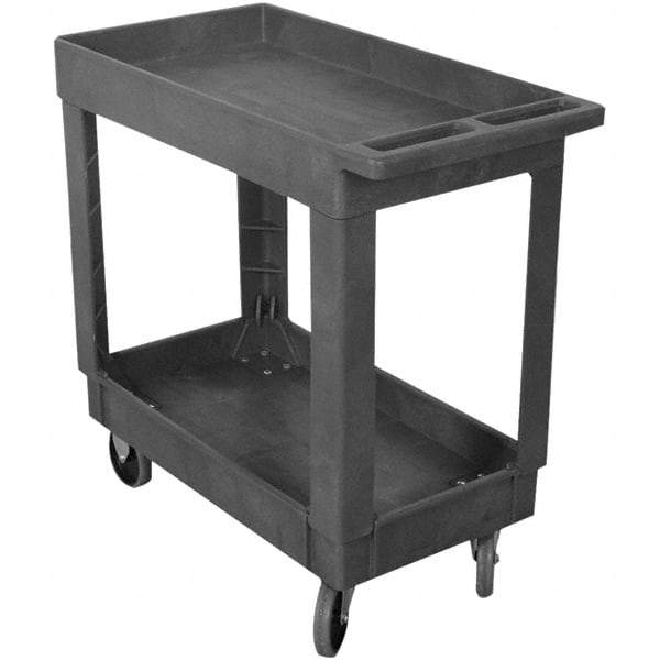 Wesco Industrial Products - 500 Lb Capacity, 17-3/8" Wide x 34-1/4" Long x 32-1/2" High Service Cart - 2 Shelf, Plastic, TPR Casters - Exact Tool & Supply