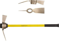Ampco - 5 Lb Head Nonsparking Mattock - 36-1/4" OAL, 16" Long Blade, Fiberglass Straight Handle - Exact Tool & Supply