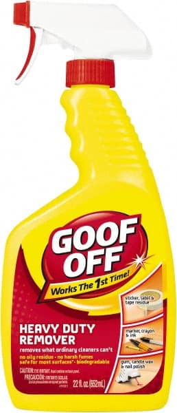 Goof Off - Adhesive, Graffiti & Rust Removers Type: Adhesive Remover Removes/Dissolves: Caulk Residue; Chewing Gum; Crayon; Glue; Marker; Paint; Pen; Scuff Marks; Stickers; Tar; Tree Sap - Exact Tool & Supply