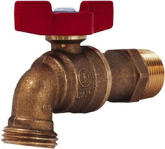 Legend Valve - 1/2" Pipe, 1/2" Tube, Aluminum Hose Bib Drain Cock & Shutoff Valve - 1/2 MNPT Thread, 125 Max psi, 2-29/64" Long - Exact Tool & Supply