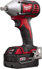 Milwaukee Tool - 1/2" Drive 18 Volt Pistol Grip Cordless Impact Wrench & Ratchet - 0 to 2,200 RPM, 0 to 3,350 BPM, 183 Ft/Lb Torque, 2 Lithium-Ion Batteries Included - Exact Tool & Supply