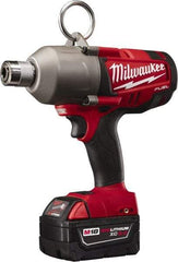 Milwaukee Tool - 7/16" Drive 18 Volt Pistol Grip Cordless Impact Wrench & Ratchet - 1,700 RPM, 0 to 2,300 BPM, 500 Ft/Lb Torque, 2 Lithium-Ion Batteries Included - Exact Tool & Supply