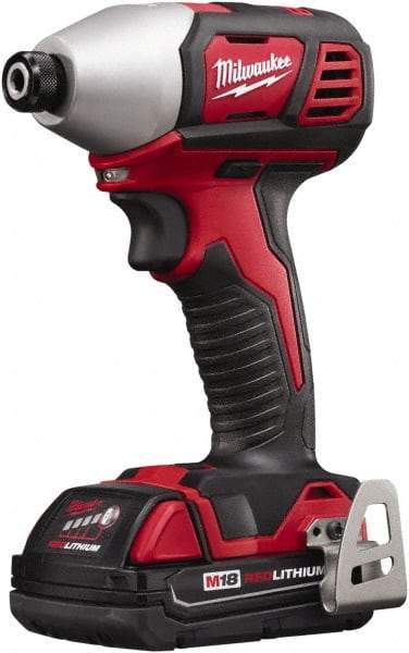 Milwaukee Tool - 18 Volt, 1/4" Drive, 125 Ft/Lb Torque, Cordless Impact Driver - Pistol Grip Handle, 2750 RPM, 2 Lithium-Ion Batteries Included - Exact Tool & Supply
