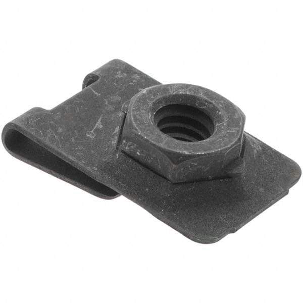 Value Collection - 1/4-20 Screw, 0.032 to 0.093" Thick, Spring Steel J Nut - 1/2" Center Edge, Black Phosphate Finish - Exact Tool & Supply