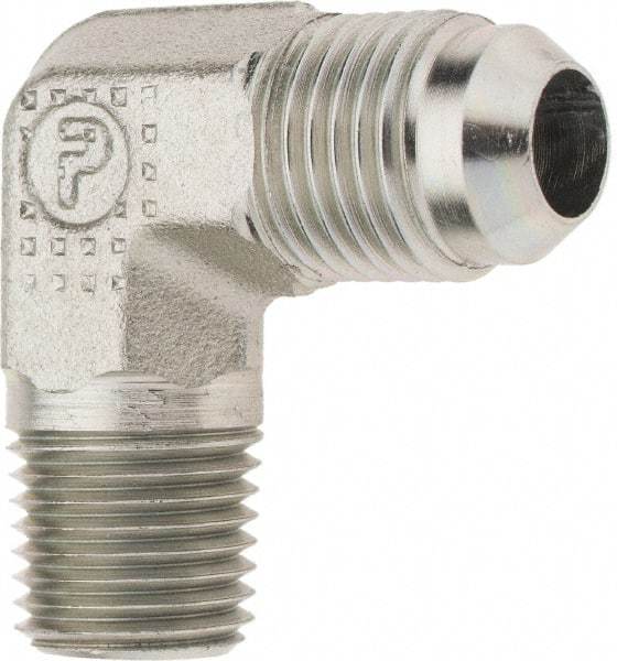 Parker - 3/8" Tube OD, 37° Steel Flared Tube Male Elbow - 1/4 NPTF - Exact Tool & Supply