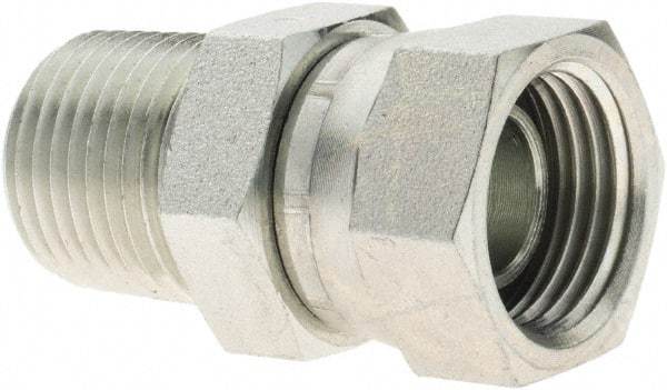 Parker - 1/2-14 Male NPTF Steel Hydraulic Hose Swivel - 5,000 psi, -8 Hose Size, 1/2" Hose Diam - Exact Tool & Supply