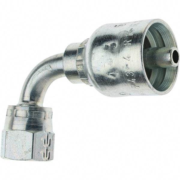 Parker - 1/2-20 Female JIC Steel Hydraulic Hose Female JIC Swivel & 90° Elbow - -4 Hose Size, 1/4" Hose Diam - Exact Tool & Supply