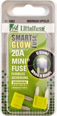 Value Collection - 20 Amp, 32 VDC, Automotive Fuse - 10.83" Long, Yellow, Littlefuse MIN020 - Exact Tool & Supply