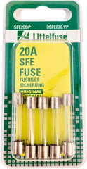 Value Collection - 32V AC/DC, 20 Amp, Fast-Acting Miniature Glass/Ceramic Fuse - 1-1/4" OAL, 1/4" Diam - Exact Tool & Supply