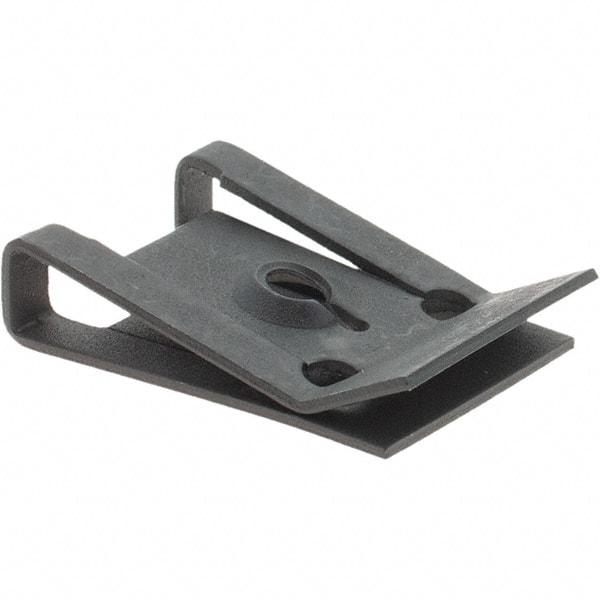 Value Collection - #6 Screw, 0.025 to 1/8" Thick, Spring Steel U Nut - 3/8" Center Edge, Black Phosphate Finish - Exact Tool & Supply