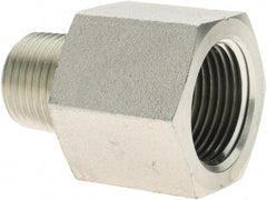 Parker - 1/2 Male Thread x 3/4 Female Thread, Steel Industrial Pipe Adapter - MNPTF x FNPTF, 4,000 psi - Exact Tool & Supply